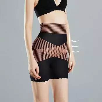 Летние шорты для похудения с высокой талией, трусики, женские шорты для контроля живота, ультратонкие трусы для живота, подтягивающие бедра, сетчатый формирователь тела 2XL абрикосовый