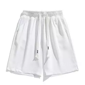 Летние шорты, мужские однотонные вафельные спортивные капри со шнурком, мужские свободные и универсальные уличные брюки XXXL