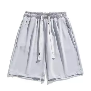 Летние шорты, мужские однотонные вафельные спортивные капри со шнурком, мужские свободные и универсальные уличные брюки M