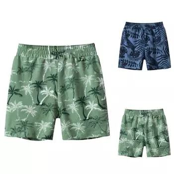 Летние штаны для сна с растительным принтом для мальчиков, спортивные штаны, шорты, укороченные штаны 100 светло-зеленый