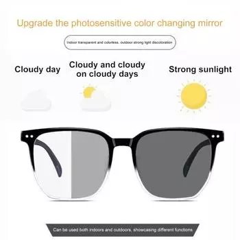 Летние солнцезащитные очки унисекс, меняющие цвет линзы из поликарбоната в стиле ретро, защита от УФ-лучей, солнечный свет, пляжные очки для отпуска, уличные очки чёрный