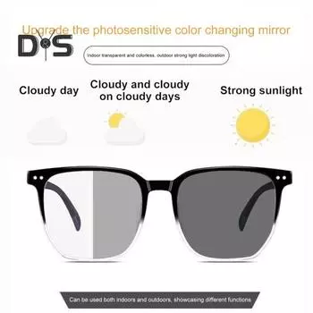 Летние солнцезащитные очки унисекс, меняющие цвет линзы из поликарбоната в стиле ретро, защита от УФ-лучей, солнечный свет, пляжные очки для отпуска, уличные очки чёрный