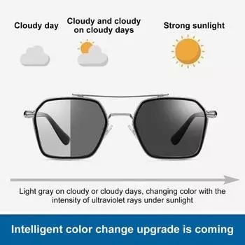 Летние солнцезащитные очки унисекс, меняющие цвет в стиле ретро, с носоупорами, линзы из ПК с защитой от УФ-лучей, солнечный свет, пляжные очки для отпуска, уличные очки чёрный