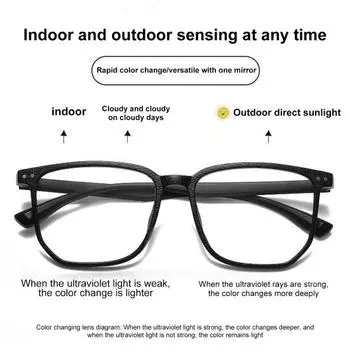 Летние солнцезащитные очки унисекс, меняющие цвет в стиле ретро, с носовыми упорами, линзы переменного тока, защита от УФ-лучей, солнечный свет, пляжные очки для отпуска, уличные очки чёрный