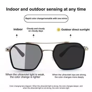 Летние солнцезащитные очки унисекс, меняющие цвет в стиле ретро, с носоупорами, линзы из ПК с защитой от УФ-лучей, солнечный свет, пляжные очки для отпуска, уличные очки чёрный
