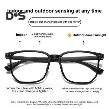 Летние солнцезащитные очки унисекс, меняющие цвет в стиле ретро, с носовыми упорами, линзы переменного тока, защита от УФ-лучей, солнечный свет, пляжные очки для отпуска, уличные очки чёрный