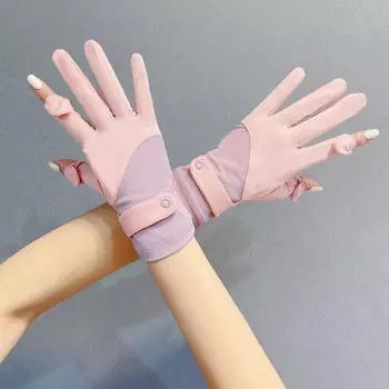 Летние солнцезащитные перчатки из ледяного шелка, женские перчатки с сенсорным экраном, анти-УФ-дышащие, нескользящие перчатки для вождения, фитнеса 1 pair