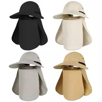 Летние солнцезащитные шляпы с защитой от ультрафиолета, уличная кепка для охоты и рыбалки для мужчин и женщин, походная шляпа с козырьком-ведром, съемная шляпа рыбака чёрный