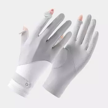 Летние солнцезащитные тонкие перчатки, дышащие, анти-УФ охлаждающие тканевые перчатки без пальцев для сенсорного экрана, для езды на велосипеде на открытом воздухе as the picture