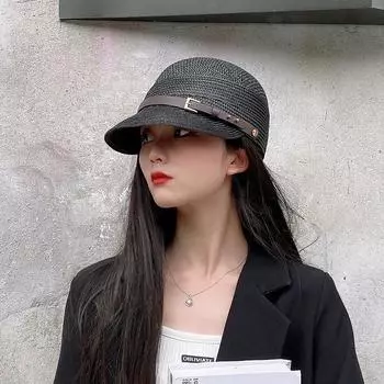 Летние соломенные кепки газетчика для женщин, однотонный дышащий сетчатый соломенный берет с бантом, шляпа художника, элегантная женская кепка хаки