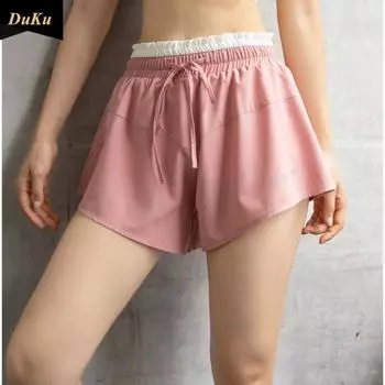 Летние спортивные шорты женские свободные летние брюки для бега и фитнеса противоскользящие брюки с высокой талией для танцев и йоги S