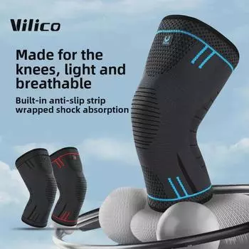 Летние спортивные трикотажные наколенники Vilico: Воздухопроницаемая, нескользящая, объемная защита 3D для езды на велосипеде, футбола, баскетбола. Large