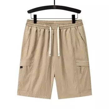 Летние стильные шорты для мужчин Быстросохнущие Охлаждающие Шорты Повседневные Дышащие Шорты с карманами на молнии Свободного кроя M хаки