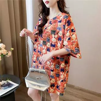 Летние студенческие футболки, модная футболка с милым мультяшным принтом и графическим принтом, женская футболка Harajuku, негабаритная женская футболка, корейская одежда, топы, уличная одежда Y2k M