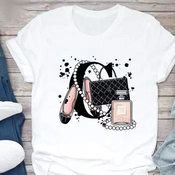 Летние сумки для девочек, косметика, принты в стиле ретро, большие размеры, чистый хлопок, короткие рукава, футболки, женские S