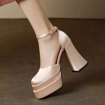 Летние свадебные туфли на блочном каблуке и платформе 34