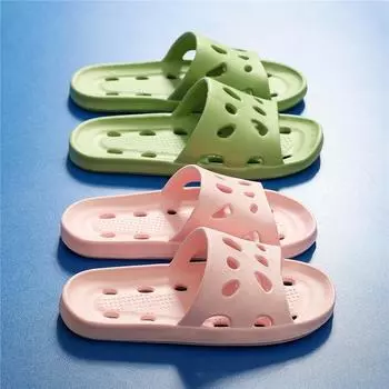 Летние сырные тапочки дырочки для купания нескользящие полые тапочки для ванной комнаты домашние сандалии и тапочки с мягкой подошвой 36-37 зелёный