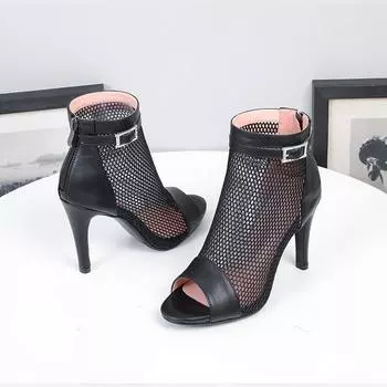 Летние танцевальные туфли на высоком каблуке, черные сетчатые латинские бальные туфли для женщин, замшевые резиновые туфли для сальсы и бачаты, женские 35