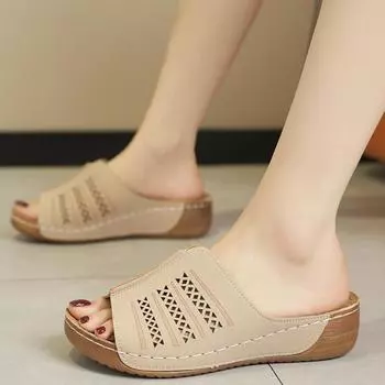 Летние тапочки больших размеров для женщин, дышащие и модные, с покатым и прохладным носом 36 белый