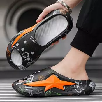 Летние тапочки большого размера для пары, стиль для дома и отдыха, одно слово, толстая подошва, наступающая на дерьмо, ощущение на улице, ношение классных пляжных тапочек 36-37