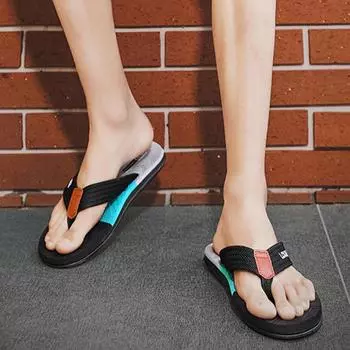 Летние тапочки для мужчин, модная одежда для отдыха на открытом воздухе, повседневная пляжная одежда, мужские шлепанцы, сандалии на клипсах для домашнего использования 45 чёрный