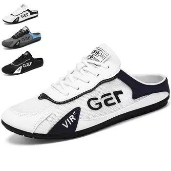 Летние тапочки для мужчин Модные мужские повседневные туфли на плоской подошве Мягкая поддерживающая подошва Мужские кроссовки Zapatos De Hombre 39 серый