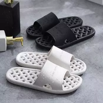 Летние тапочки для ванной комнаты, мужские домашние нескользящие пластиковые тапочки для отеля 36-37 чёрный