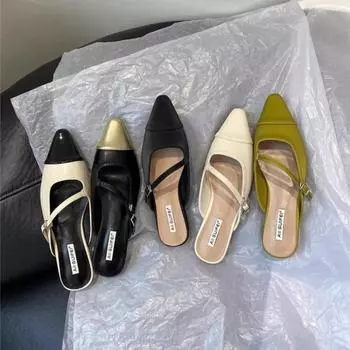 Летние тапочки для женщин, плиссированные шлепанцы, балетки, 2024, новые корейские тапочки, женские сандалии, обувь без застежек, zapatos de mujer 35 бежевый