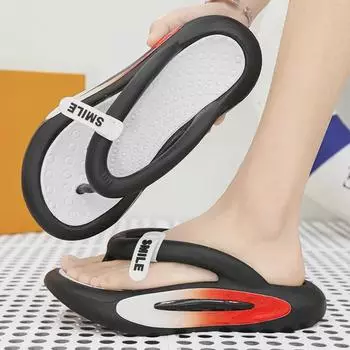 Летние тапочки из ЭВА большого размера: Легкие, повседневные шлепанцы на толстой подошве для пар 41 чёрный