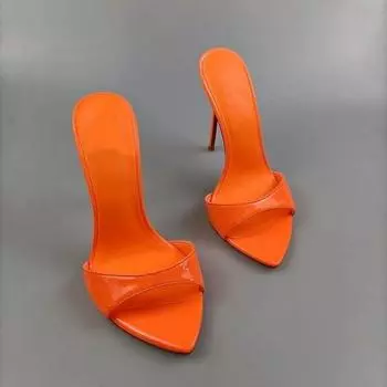 Летние тапочки из конского волоса, женская обувь, босоножки на высоком каблуке-шпильке, вечерние подиумные босоножки с острым носком, женские босоножки, большой размер 46 35