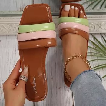 Летние тапочки из ПВХ, женские уличные трендовые пляжные сандалии на плоской подошве, разноцветные пляжные сандалии, женские шлепанцы, брендовые дизайнерские шлепанцы, женская обувь 36