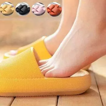 Летние тапочки, модные супер мягкие домашние тапочки, домашние нескользящие сандалии, летние тапочки на толстой подошве с противоскользящим покрытием 36-37 розовый