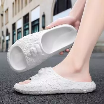 Летние тапочки, мужские домашние шлепанцы с мягкой подошвой, сандалии, легкая пляжная обувь, мужские тапочки, шлепанцы 36 белый