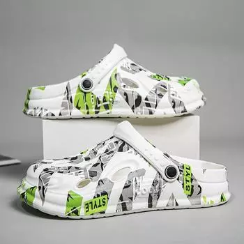 Летние тапочки мужские с толстой подошвой, с увеличенным размером, удобные, с выемкой, нескользящие, мужские тапочки для песчаного пляжа, повседневные 39 чёрный