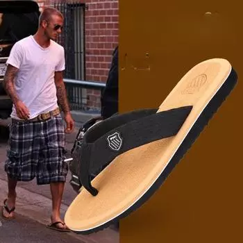 Летние тапочки. Мужские шлепанцы. Нескользящая болотная обувь с перетаскиванием носков Word. Сандалии и тапочки. 40 чёрный