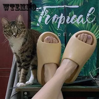 Летние тапочки, мужские тапочки для пар, верхняя одежда, нескользящие однотонные повседневные тапочки, пляжные сандалии большого размера, женские