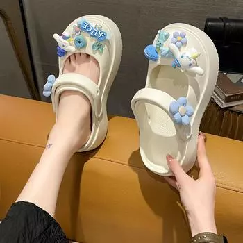 Летние тапочки, пляжная обувь, детские милые тапочки с героями мультфильмов, мягкие домашние тапочки, нескользящие тапочки для душа в ванной, для маленьких мальчиков и девочек 36-37 белый