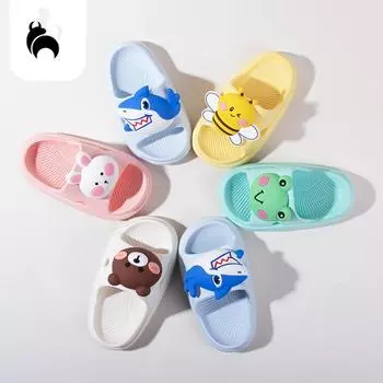 Летние тапочки с героями мультфильмов для детей, милые домашние тапочки для мальчиков и девочек, нескользящие банные тапочки для малышей 140 белый