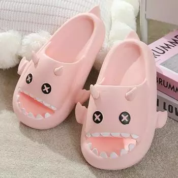 Летние тапочки с рисунком маленького дьявола для женщин и мужчин, милые повседневные удобные домашние сандалии для ванной комнаты, мягкие, забавные для пары 36-37 розовый