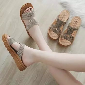 Летние тапочки: Сандалии с мягкой подошвой и нескользящей подошвой для женщин среднего и пожилого возраста — стильный дизайн 2025 года 37