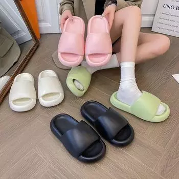 Летние тапочки, уличные женские пляжные шлепанцы, женская летняя обувь, шлепанцы, шлепанцы на платформе из ЭВА, обувь на плоской подошве 36 чёрный