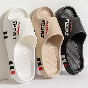 Летние тапочки унисекс - удобные пляжные сандалии из ЭВА с принтом монограммы, повседневные тапочки с толстой подошвой для ношения на открытом воздухе 40-41 белый