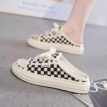 Летние тапочки женские 2024 универсальные туфли дышащие интернет знаменитости универсальные ленивые плоские повседневные сандалии 221 35 чёрный