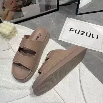 Летние тапочки женские домашние нескользящие банные тапочки прохладные дышащие тапочки на плоской подошве повседневная пляжная обувь 36 коричневый