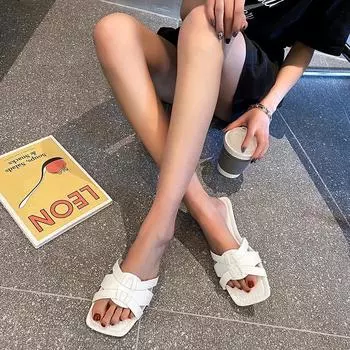 Летние тапочки женские плоские роскошные пляжные шлепанцы женские сандалии TrendDesign Slides Shoes for Women New 35 коричневый