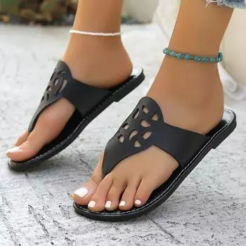 Летние тапочки женские плоские роскошные пляжные шлепанцы женские сандалии модный дизайн шлепанцы обувь женская большой размер 43 тапочки 37 чёрный