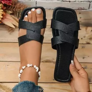 Летние тапочки женские плоские роскошные пляжные шлепанцы женские сандалии трендовый брендовый дизайн шлепанцы женская обувь большой размер 43 36