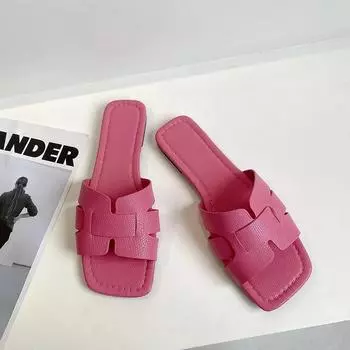 Летние тапочки, женские роскошные уличные пляжные шлепанцы на плоской подошве, женские сандалии, трендовые брендовые дизайнерские шлепанцы, женская обувь, большой размер 43 37 коричневый