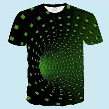 Летние тенденции мужской моды vortex короткие рукава 3D повседневный короткий рукав печать vortex текущий стандартный печать печать короткие рукава S