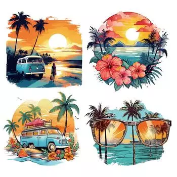 Летние термопереводные картинки с изображением пальмы для одежды, термопереводные толстовки «сделай сам», наклейки для одежды, наклейки на ткань для мужчин и женщин